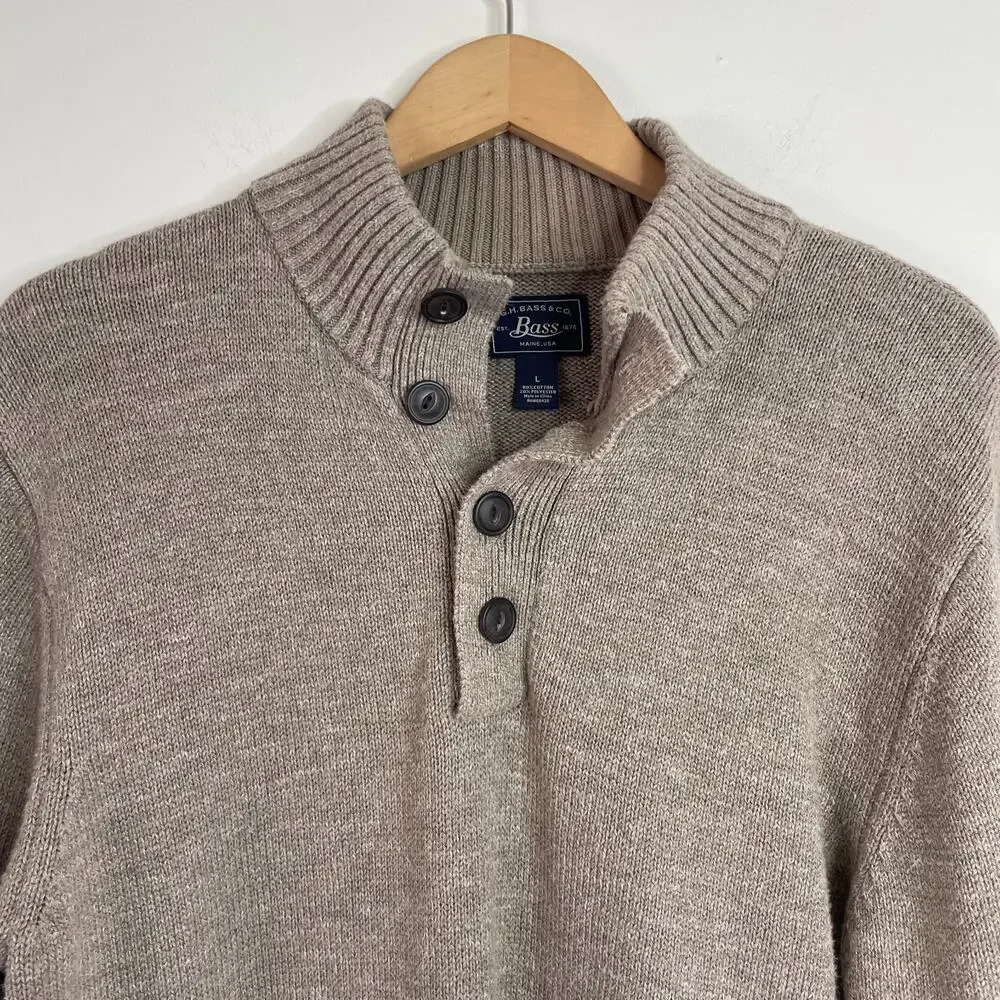 GH Bass Henley Sweater Large Quiet Luxury Old‎ Money Heritage Guernsey Fisherman